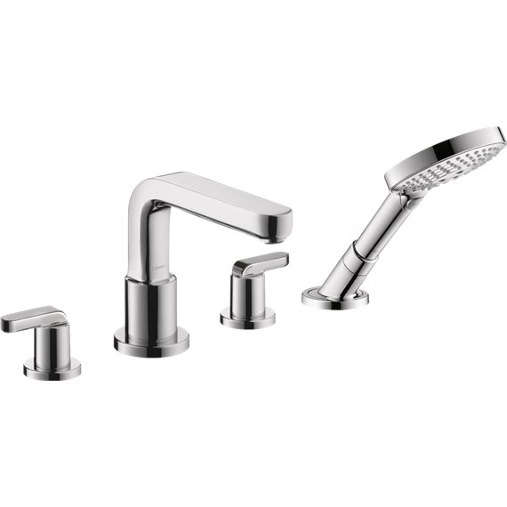 HANSGROHE METRIS S 4-HOLE ROMAN TUB SET TRIM WITH LEVER HANDLES WITH 1