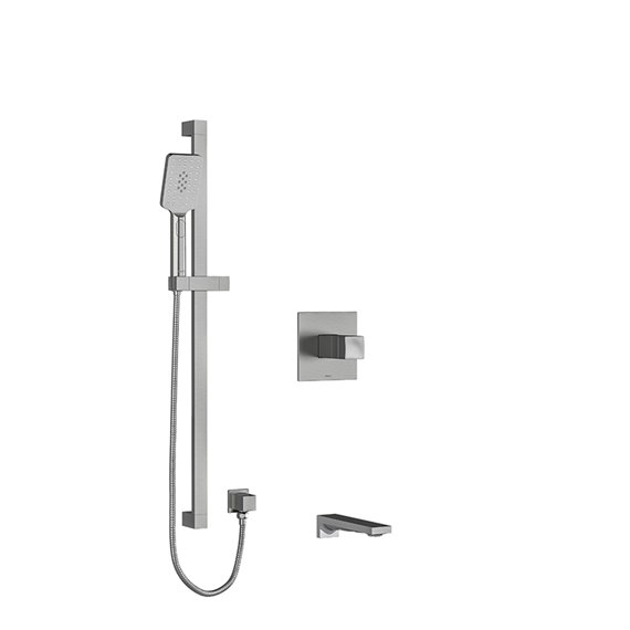 Riobel Reflet KIT1244RF ½" 2-way Type T/P (thermostatic/pressure balance) coaxial system with spout and hand shower rail
