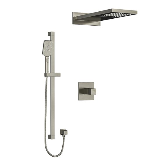 Riobel Reflet KIT2745RF Type T/P (thermostatic/pressure balance) ½" coaxial 3-way system with hand shower rail and rain and casc