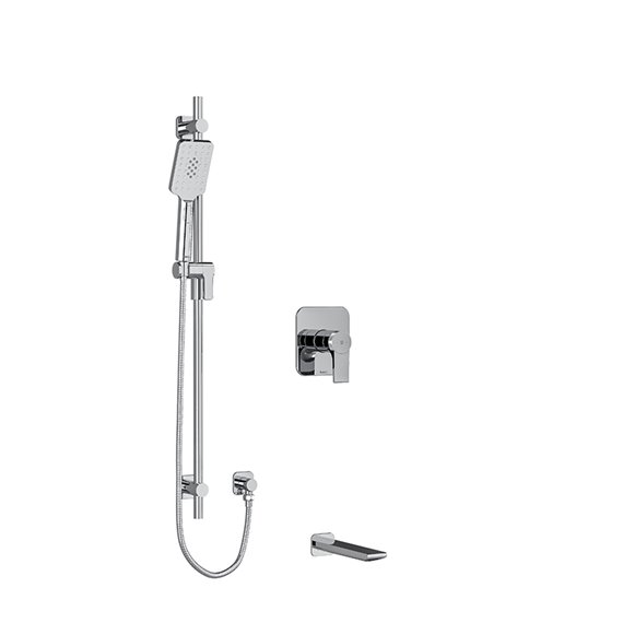 Riobel Fresk KIT1244FR ½" 2-way Type T/P (thermostatic/pressure balance) coaxial system with spout and hand shower rail