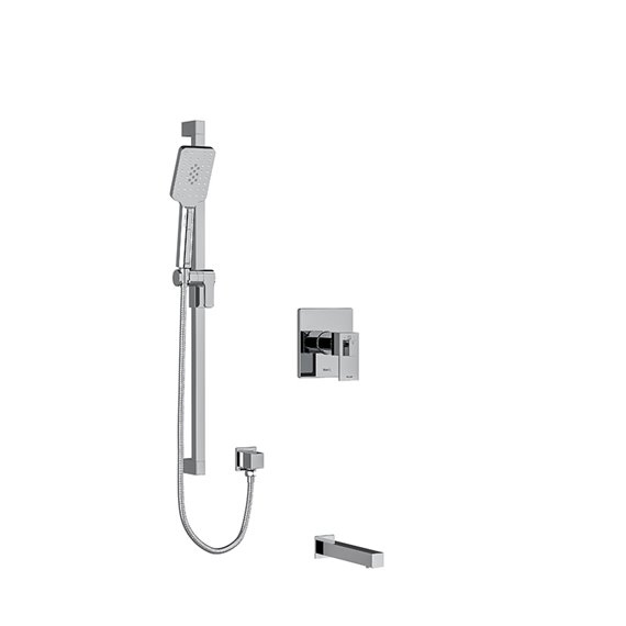 Riobel Kubik KIT1244US ½" 2-way Type T/P (thermostatic/pressure balance) coaxial system with spout and hand shower rail