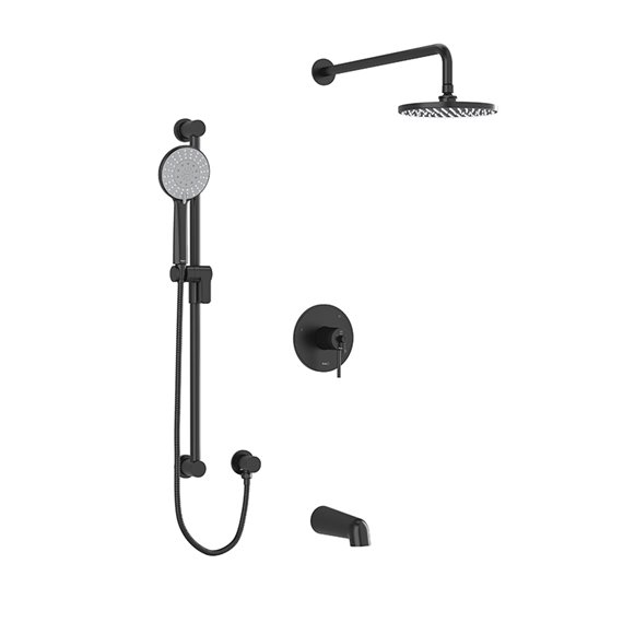 Riobel GS KIT1345GS Type T/P (thermostatic/pressure balance) ½" coaxial 3-way system with hand shower rail, shower head and spou
