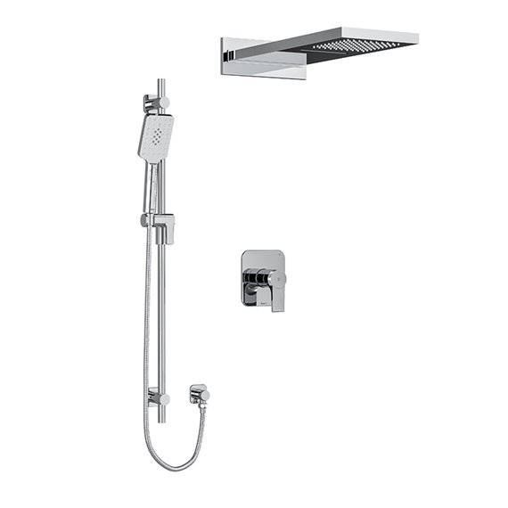 Riobel Fresk KIT2745FR Type T/P (thermostatic/pressure balance) ½" coaxial 3-way system with hand shower rail and rain and casca