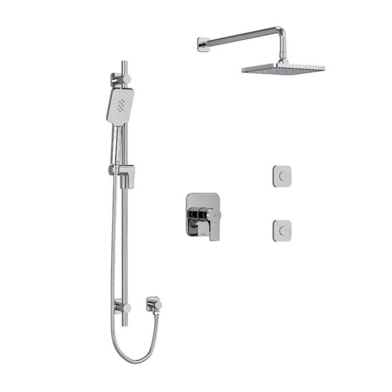 Riobel Fresk KIT3545FR Type T/P (thermostatic/pressure balance) ½" coaxial 3-way system, hand shower rail, elbow supply, shower 