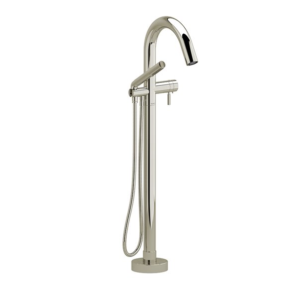 Riobel RIU Knurled RU39KN 2-way Type T (thermostatic) coaxial floor-mount tub filler with hand shower