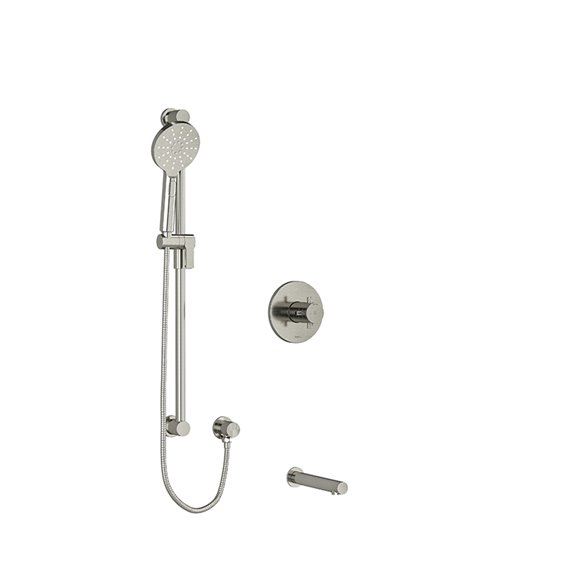 Riobel RIU Knurled KIT1244RUTM+KN ½" 2-way Type T/P coaxial system with spout and hand shower rail