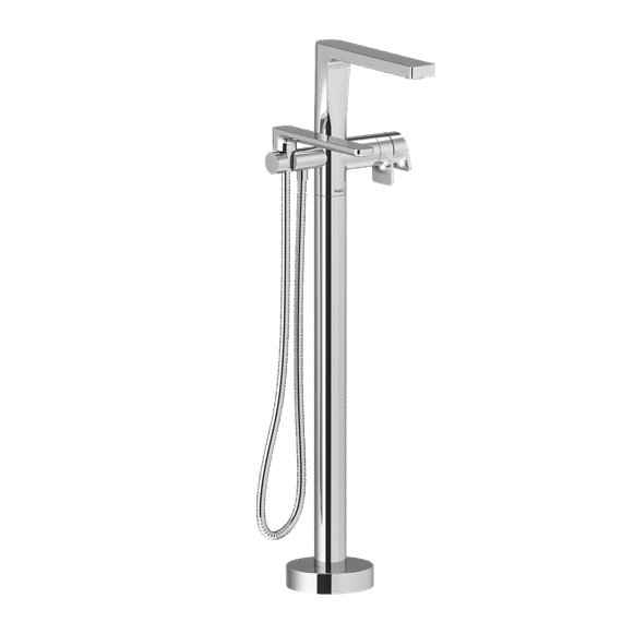 Riobel Ode OD39 2-way Type T (thermostatic) coaxial floor-mount tub filler with hand shower