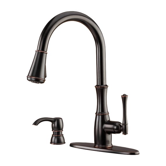 Pfister Wheaton 1-Handle Pull-Down Kitchen Faucet with Soap Dispenser 