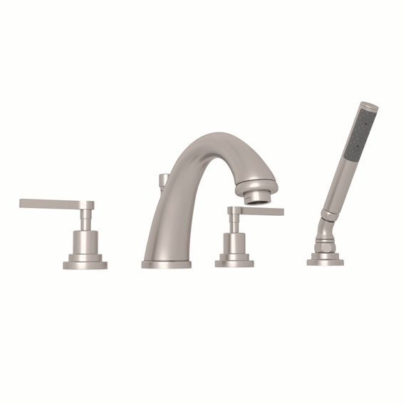 ROHL Lombardia® 4-Hole Deck Mount C-Spout Tub Filler With Handshower