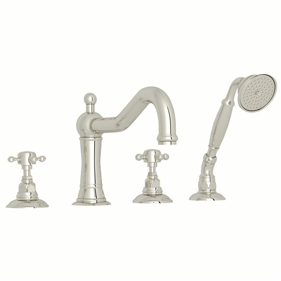 ROHL Acqui® 4-Hole Deck Mount Column Spout Tub Filler With Handshower