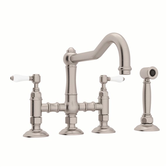 ROHL Acqui® Deck Mount Column Spout Bridge Kitchen Faucet With Sidespray