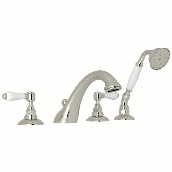 ROHL Viaggio® 4-Hole Deck Mount C-Spout Tub Filler With Handshower