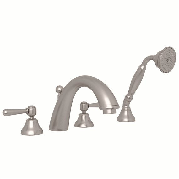 ROHL Verona™ 4-Hole Deck Mount C-Spout Tub Filler With Handshower