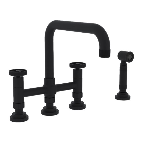 ROHL Campo™ Deck Mount U-Spout 3 Leg Bridge Faucet With Sidespray