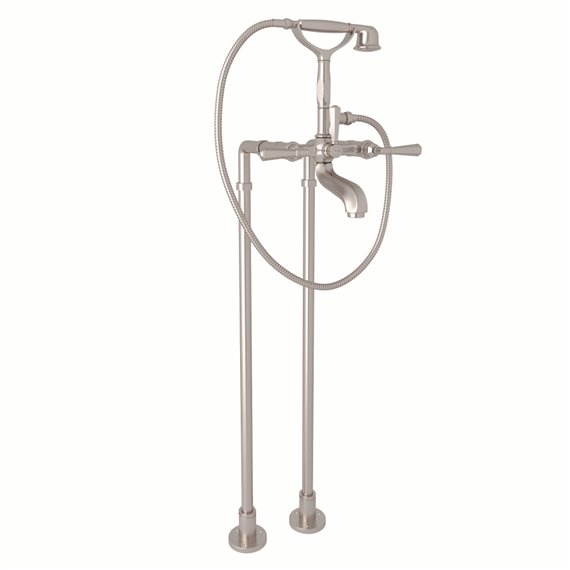 ROHL Palladian® Exposed Floor Mount Tub Filler With Handshower And Floor Pillar Legs Or Supply Unions