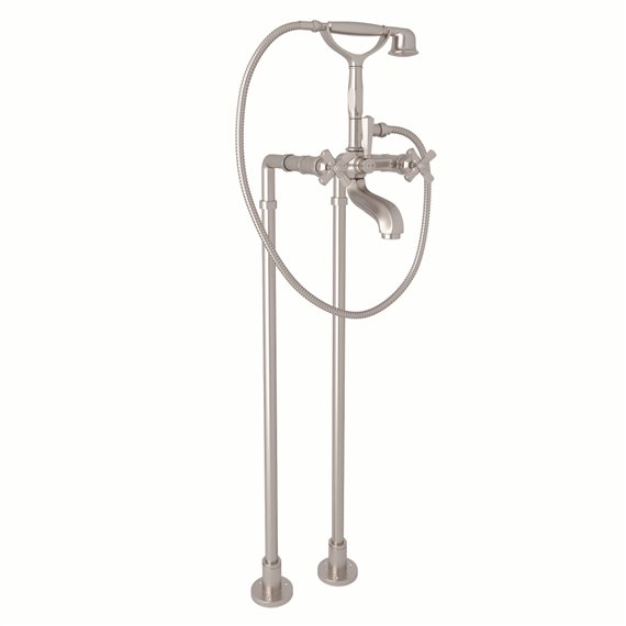 ROHL Palladian® Exposed Floor Mount Tub Filler With Handshower And Floor Pillar Legs Or Supply Unions