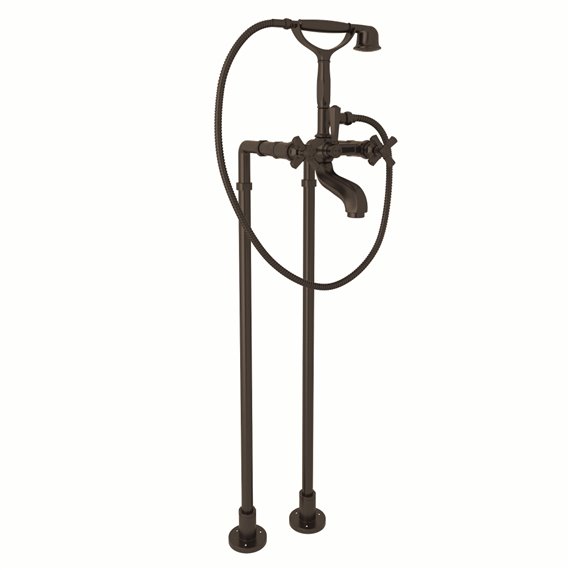 ROHL Palladian® Exposed Floor Mount Tub Filler With Handshower And Floor Pillar Legs Or Supply Unions