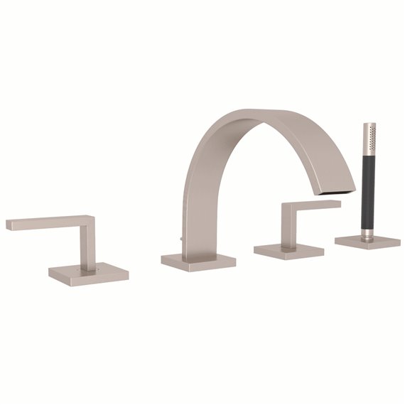 ROHL Wave™ 4-Hole Deck Mount Tub Filler With Lever Handles And Handshower