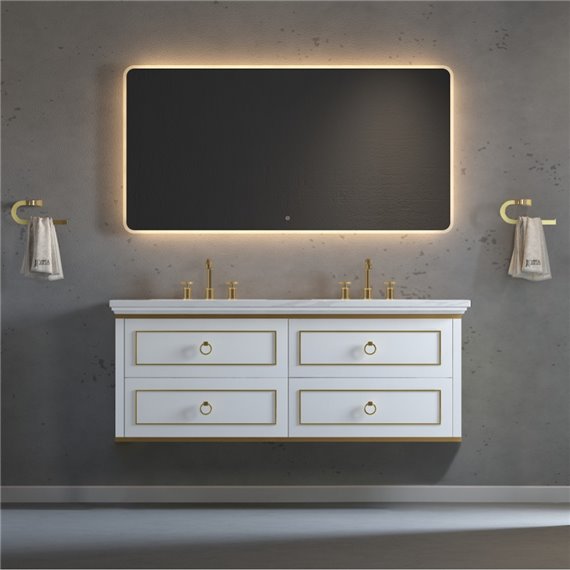 Virta 60 Inch Whitestar Wall Hung Double Sink Vanity