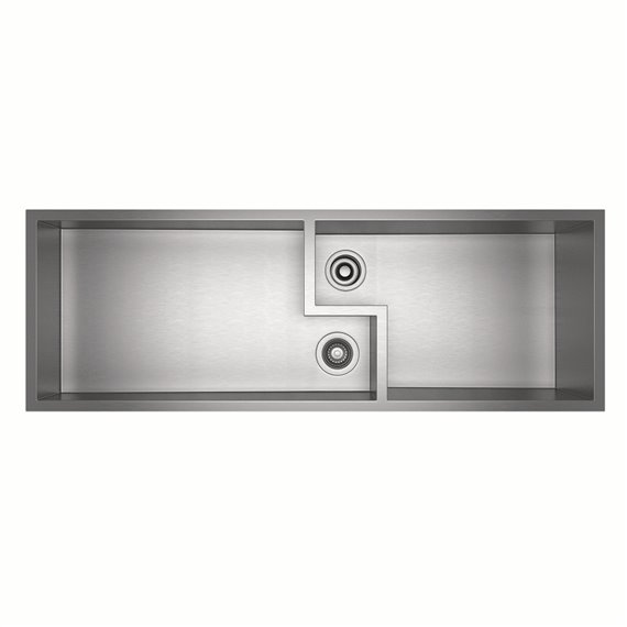 ROHL Culinario 50" Double Bowl Stainless Steel Chef/Work Station Sink in Brushed Stainless Steel