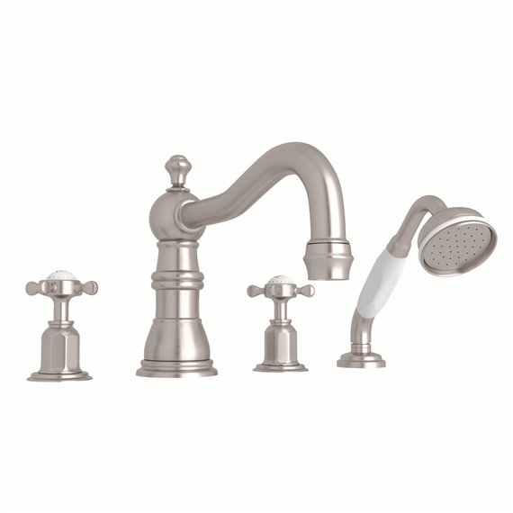 Perrin & Rowe Edwardian™ 4-Hole Deck Mount Tub Filler with Column Spout