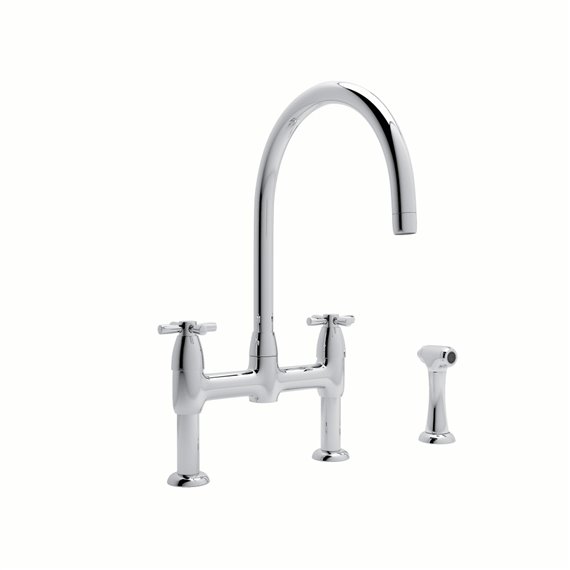 Perrin & Rowe Holborn™ Bridge Kitchen Faucet with C-Spout and Side Spray