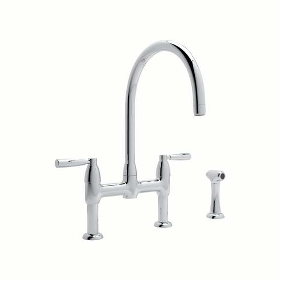 Perrin & Rowe Holborn™ Bridge Kitchen Faucet with C-Spout and Side Spray