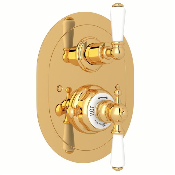 Perrin & Rowe Edwardian™ 3/4" Oval Thermostatic Trim With Volume Control