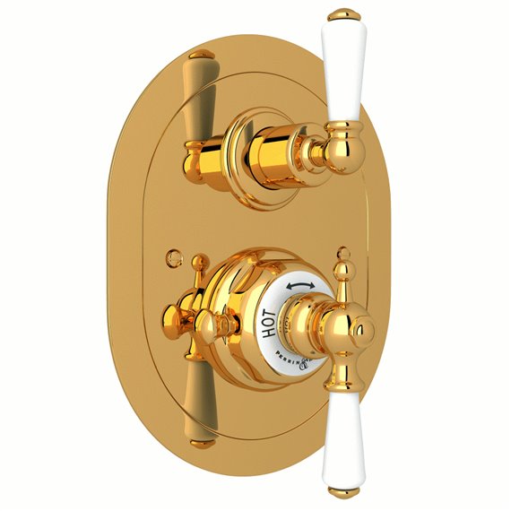 Perrin & Rowe Edwardian™ 3/4" Oval Thermostatic Trim With Volume Control