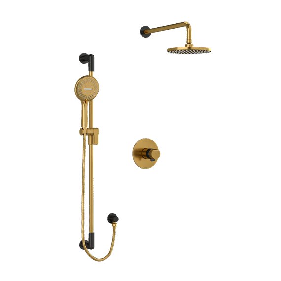 Riobel Parabola KIT323PB Type T/P thermostatic/pressure balance ½" coaxial 2-way system with hand shower and shower head