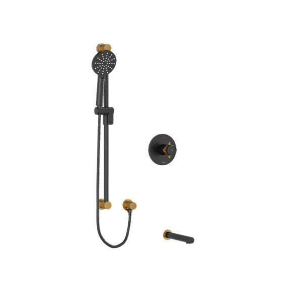 Riobel RIU Knurled KIT1244RUTM+KN ½" 2-way Type T/P coaxial system with spout and hand shower rail