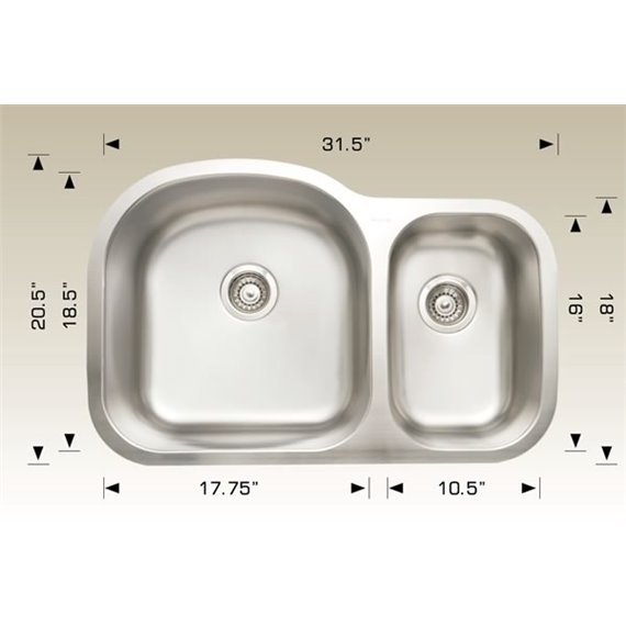 Bosco HU207003 Standard Series Stainless Steel Kitchen Sink