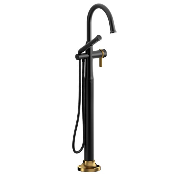 Riobel Momenti MMRD39J 2-way Type T (thermostatic) coaxial floor-mount tub filler with hand shower