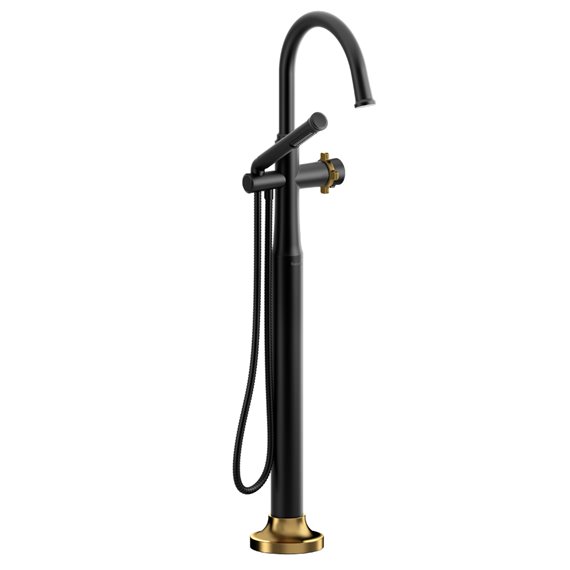 Riobel Momenti MMRD39X 2-way Type T (thermostatic) coaxial floor-mount tub filler with hand shower