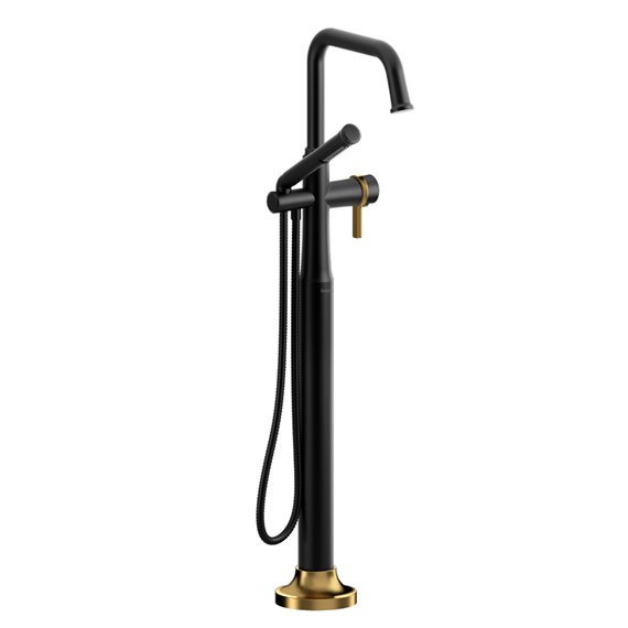 Riobel Momenti MMSQ39J 2-way Type T (thermostatic) coaxial floor-mount tub filler with hand shower