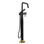Riobel Momenti TMMSQ39J 2-way Type T (thermostatic) coaxial floor-mount tub filler with hand shower (Without Rough-in)