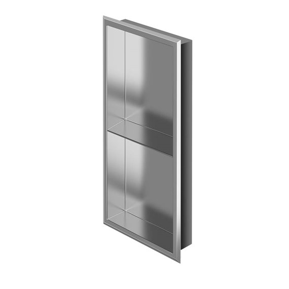 Zitta Stainless steel polished niche 24'' x 12'' x 3'' - 610mm x 305mm x 76mm with 1 shelf