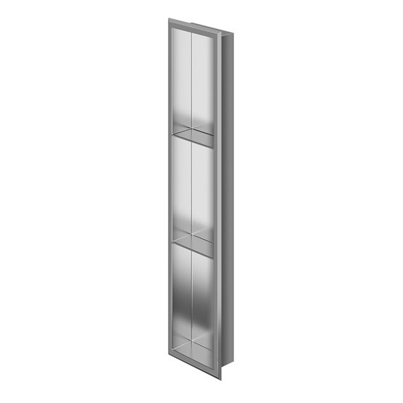 Zitta Stainless steel polished niche 36'' x 8'' X 3'' - 914mm x 203mm x 76mm with 2 shelf