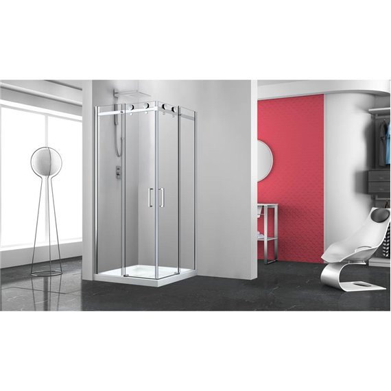 Zitta Bellini 42" x 36" chrome clear rectangular corner shower door"