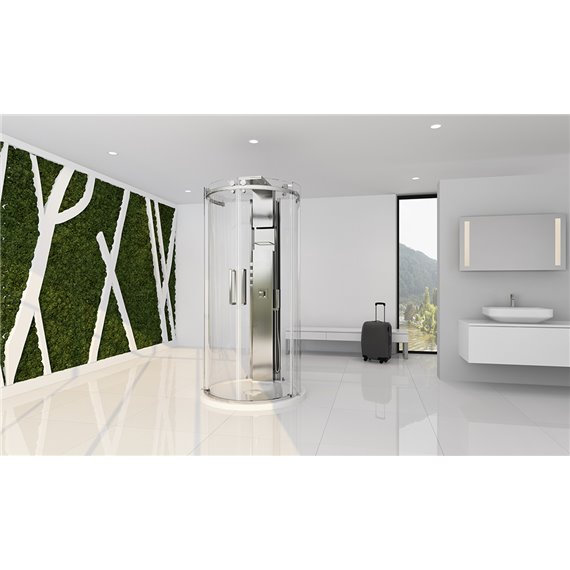 Zitta Bellini 42x42 chrome clear freestanding shower with column