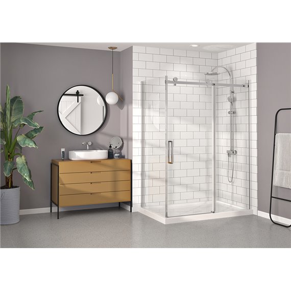 Zitta Bellini 54 chrome clear angle straight shower door