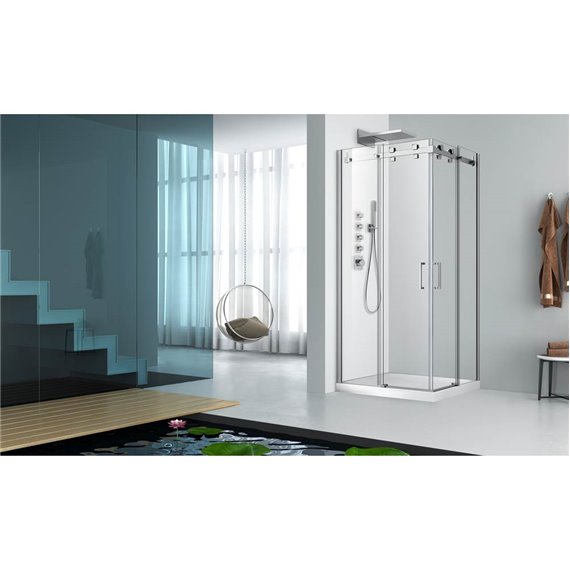 Zitta Piazza 36"x 36" chrome clear square corner shower door