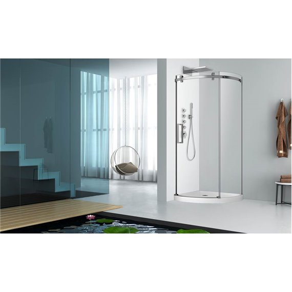 Zitta Piazza 36x36 chrome clear round corner shower door left side