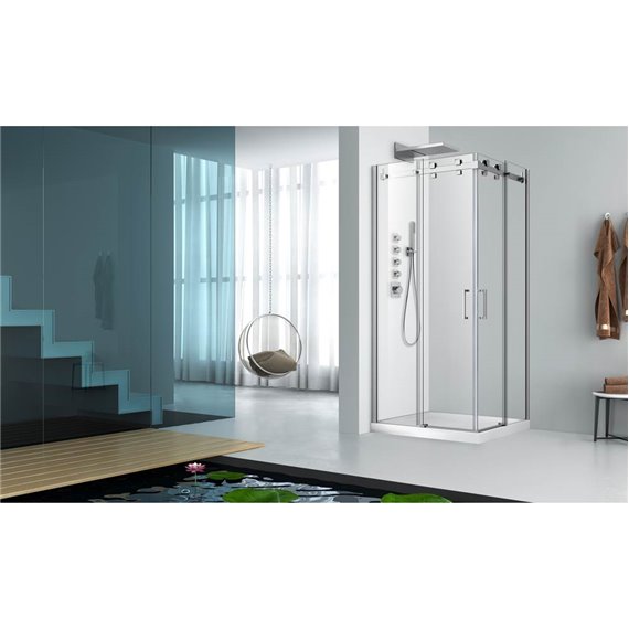 Zitta Piazza 42" x 36" chrome clear rectangular corner shower door