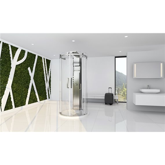 Zitta Piazza 42x42 chrome clear freestanding shower with column