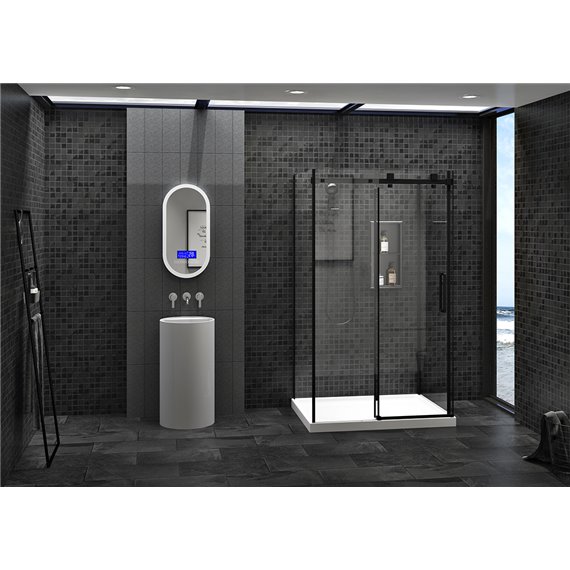 Zitta Piazza 48 straight shower door wall closing black clair