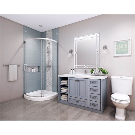 Zitta Vague 36x36 chrome clear corner shower door left side