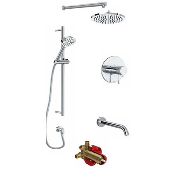 ROHL Tenerife 3-Way Thermostatic Shower Kit with Slidebar Showerhead and Spout