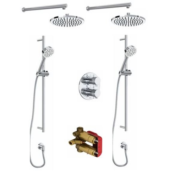 ROHL Tenerife 4-Way Thermostatic Shower Kit with 2 Slidebar and 2 Showerhead