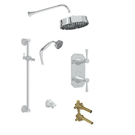 Perrin & Rowe Deco 2-Way Thermostatic Shower Kit with Slidebar and Showerhead